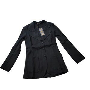 $495 Suzie Kondi Ponte Blazer Womens XS Extra Small Black 3 Button Jacket